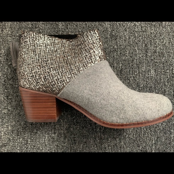 Toms Metallic Tweed & Felt Ankle Boots - Picture 2 of 5